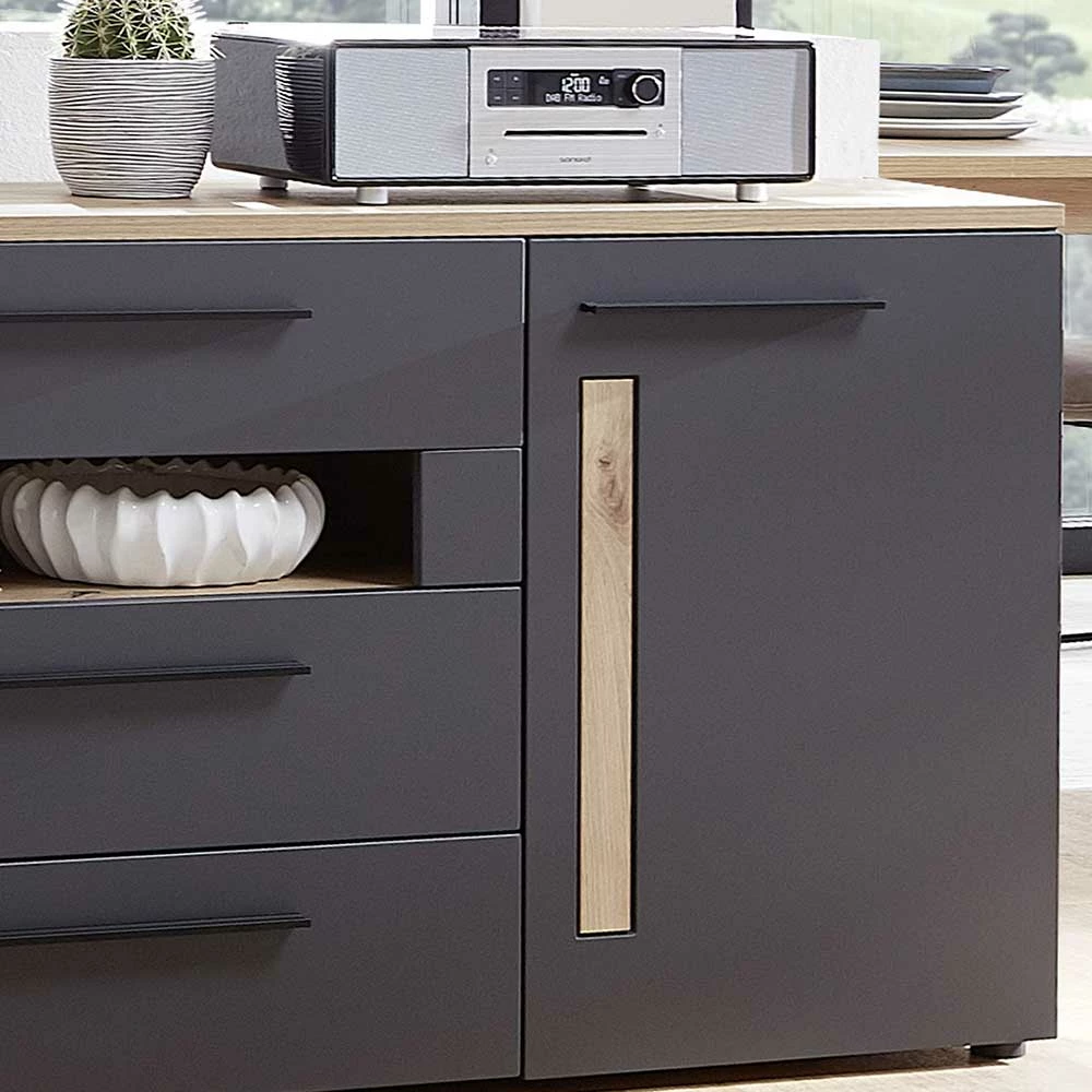 180x81x44 cm Sideboard in Dunkelgrau - Svanjon 180x81x44 Cm Sideboard In Dunkelgrau - Svanjon -Landuva Shop 180x81x44 cm sideboard in dunkelgrau wildeiche dekor svanjon 03