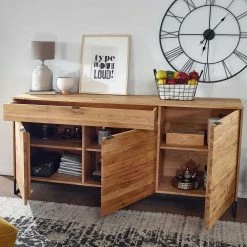 180x85x40 Wildeiche Sideboard 3-türig & Schublade - Varzado 4 180x85x40 Wildeiche Sideboard 3-türig & Schublade - Varzado -Landuva Shop 180x85x40 wildeiche sideboard 3 tuerig schublade mit buegelgestell aus metall varzado 02