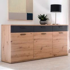 180x85x43 MDF Sideboard Mit Sockelgestell - Vecenda 4 180x85x43 MDF Sideboard Mit Sockelgestell - Vecenda -Landuva Shop 180x85x43 mdf sideboard mit sockelgestell in eichefarben grau vecenda 02