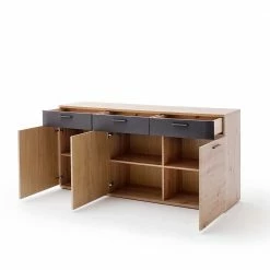 180x85x43 MDF Sideboard Mit Sockelgestell - Vecenda 5 180x85x43 MDF Sideboard Mit Sockelgestell - Vecenda -Landuva Shop 180x85x43 mdf sideboard mit sockelgestell in eichefarben grau vecenda 03