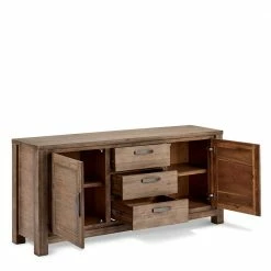 180x85x45 Sideboard Teilmassiv Akazie - Nurelia -Landuva Shop 180x85x45 sideboard teilmassiv akazie mit metallgriffen nurelia 02