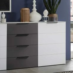 180x91x45 Anrichte In Weiß & Grau MDF - Risov -Landuva Shop 180x91x45 anrichte in weiss grau mdf melaminbeschichtet risov 02