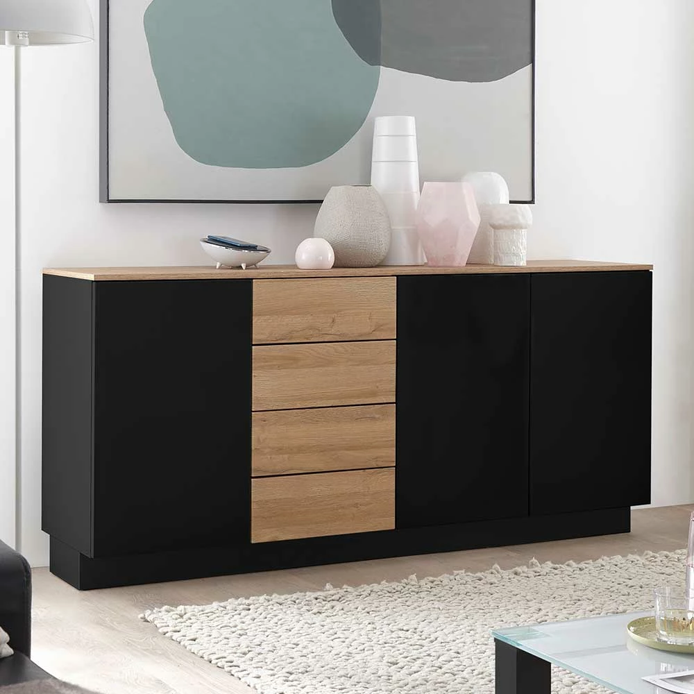 181x85x43 Designer Sideboard zweifarbig - Fincaldon 181x85x43 Designer Sideboard Zweifarbig - Fincaldon -Landuva Shop 181x85x43 designer sideboard zweifarbig in schwarz hg wildeiche nb fincaldon 01
