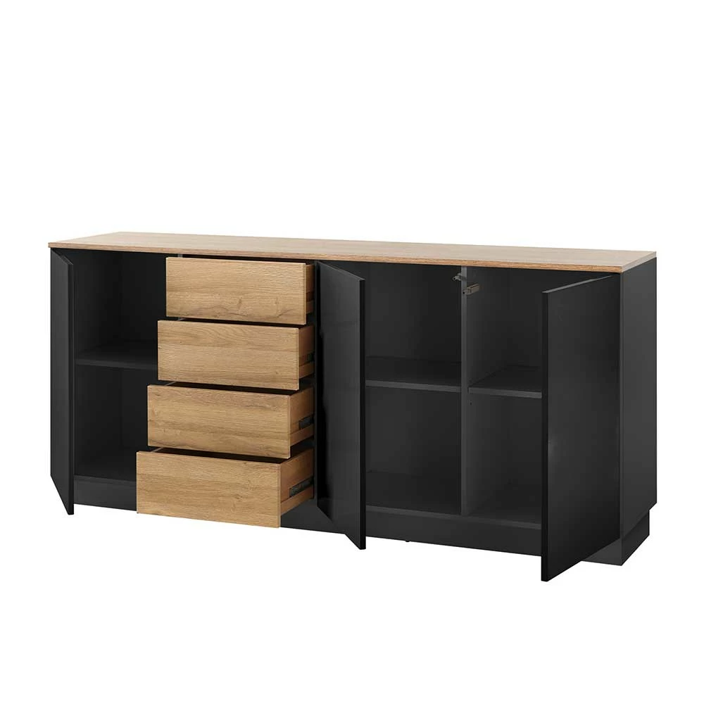 181x85x43 Designer Sideboard zweifarbig - Fincaldon 181x85x43 Designer Sideboard Zweifarbig - Fincaldon -Landuva Shop 181x85x43 designer sideboard zweifarbig in schwarz hg wildeiche nb fincaldon 03