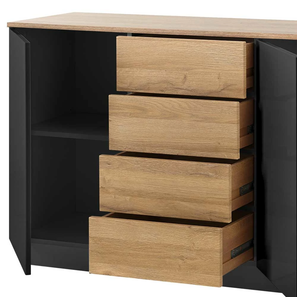 181x85x43 Designer Sideboard zweifarbig - Fincaldon 181x85x43 Designer Sideboard Zweifarbig - Fincaldon -Landuva Shop 181x85x43 designer sideboard zweifarbig in schwarz hg wildeiche nb fincaldon 04