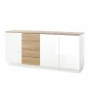 181x85x43 Wohnzimmer Schrank In Weiß Glanz & Wildeiche - Dailin II -Landuva Shop 181x85x43 wohnzimmer schrank in weiss glanz wildeiche holznachbildung dailin ii f
