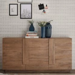 181x90x44 3-türiges Sideboard Mit Sockelgestell - Basento -Landuva Shop 181x90x44 3 tueriges sideboard mit sockelgestell in holzoptik natur basento 01