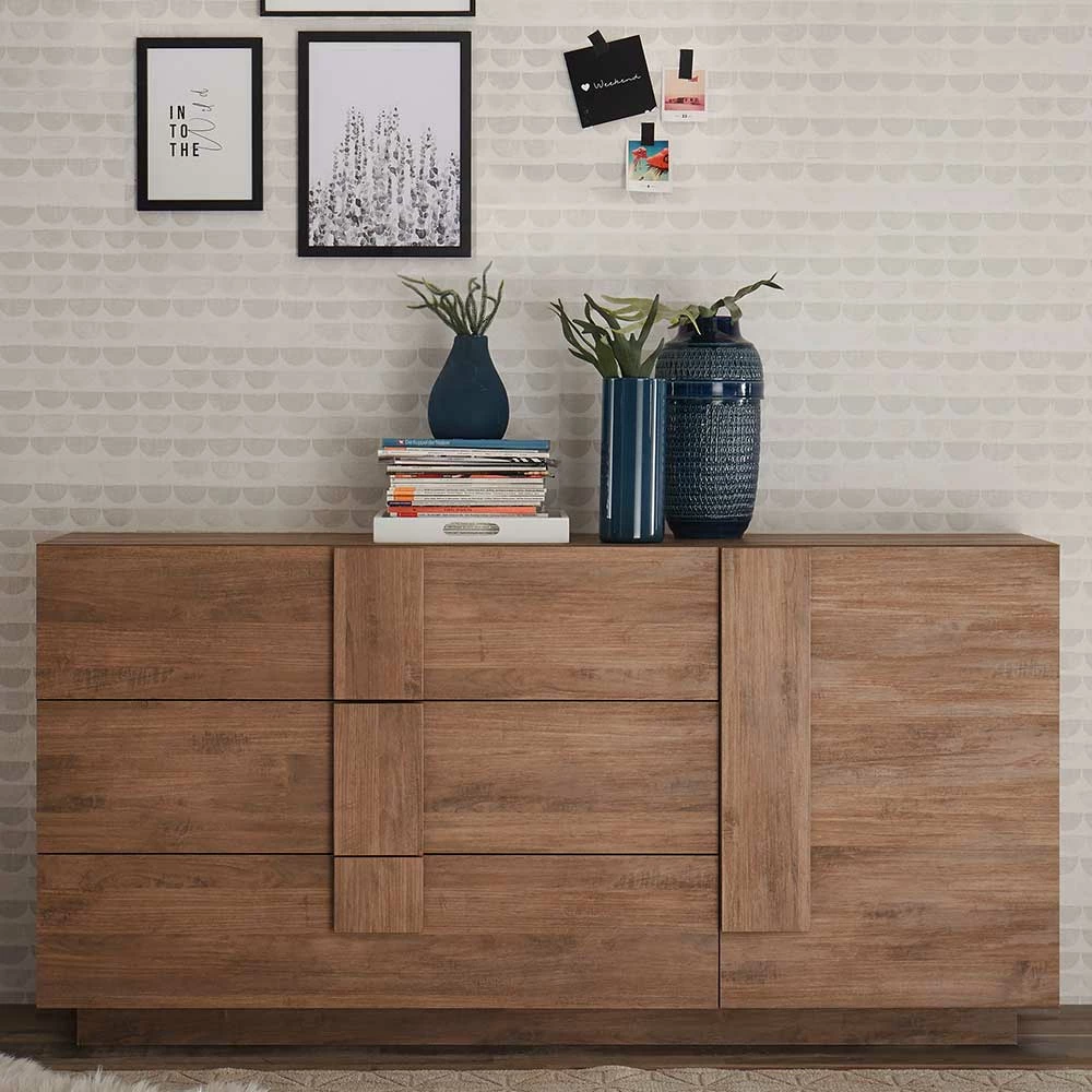 181x90x44 Sideboard mit sechs Schubladen & Tür - Basento 181x90x44 Sideboard Mit Sechs Schubladen & Tür - Basento -Landuva Shop 181x90x44 sideboard mit sechs schubladen tuer in holzoptik basento 01