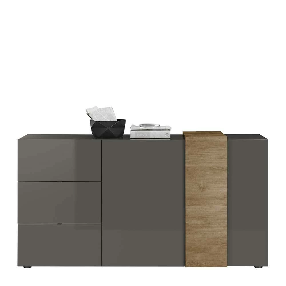 181x94x44 Hochglanz Kombi-Kommode in Grau - Eracosta 181x94x44 Hochglanz Kombi-Kommode In Grau - Eracosta -Landuva Shop 181x94x44 hochglanz kombi kommode in grau eiche eracosta 01