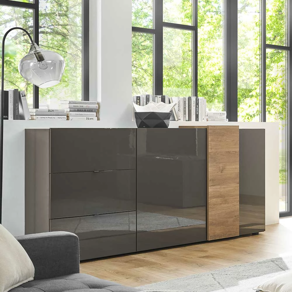 181x94x44 Hochglanz Kombi-Kommode in Grau - Eracosta 181x94x44 Hochglanz Kombi-Kommode In Grau - Eracosta -Landuva Shop 181x94x44 hochglanz kombi kommode in grau eiche eracosta 04