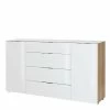 181x99x40 Hohes Sideboard In Weiß Glas - Ayfuna -Landuva Shop 181x99x40 hohes sideboard in weiss glas eiche dekor ayfuna f