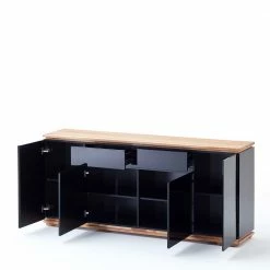 182x81x40 Hochglanz Sideboard In Schwarz - Ercurs -Landuva Shop 182x81x40 hochglanz sideboard in schwarz asteiche massiv ercurs 02