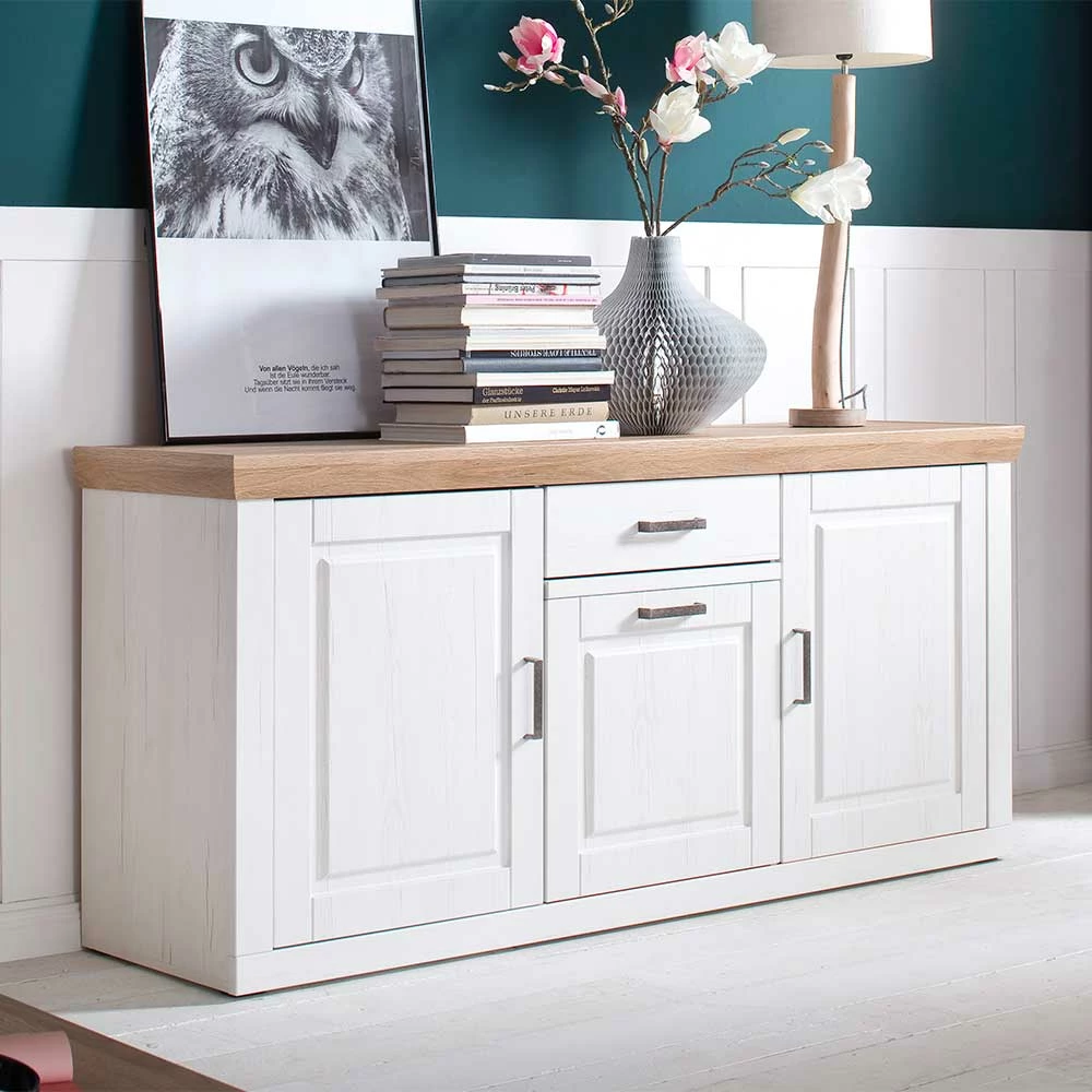 183x85x50 Anrichte Sideboard mit Sockel - Samula 183x85x50 Anrichte Sideboard Mit Sockel - Samula -Landuva Shop 183x85x50 anrichte sideboard mit sockel in weiss eichefarben samula 01