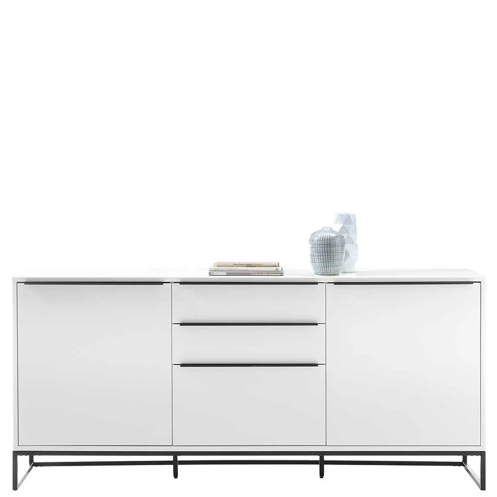 184x85x40 Sideboard in Weiß mit Schwarz - Enkraja 184x85x40 Sideboard In Weiß Mit Schwarz - Enkraja -Landuva Shop 184x85x40 sideboard in weiss mit schwarz mit buegelgestell aus metall enkraja 02