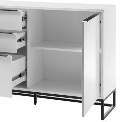 184x85x40 Sideboard In Weiß Mit Schwarz - Enkraja 7 184x85x40 Sideboard In Weiß Mit Schwarz - Enkraja -Landuva Shop 184x85x40 sideboard in weiss mit schwarz mit buegelgestell aus metall enkraja 05