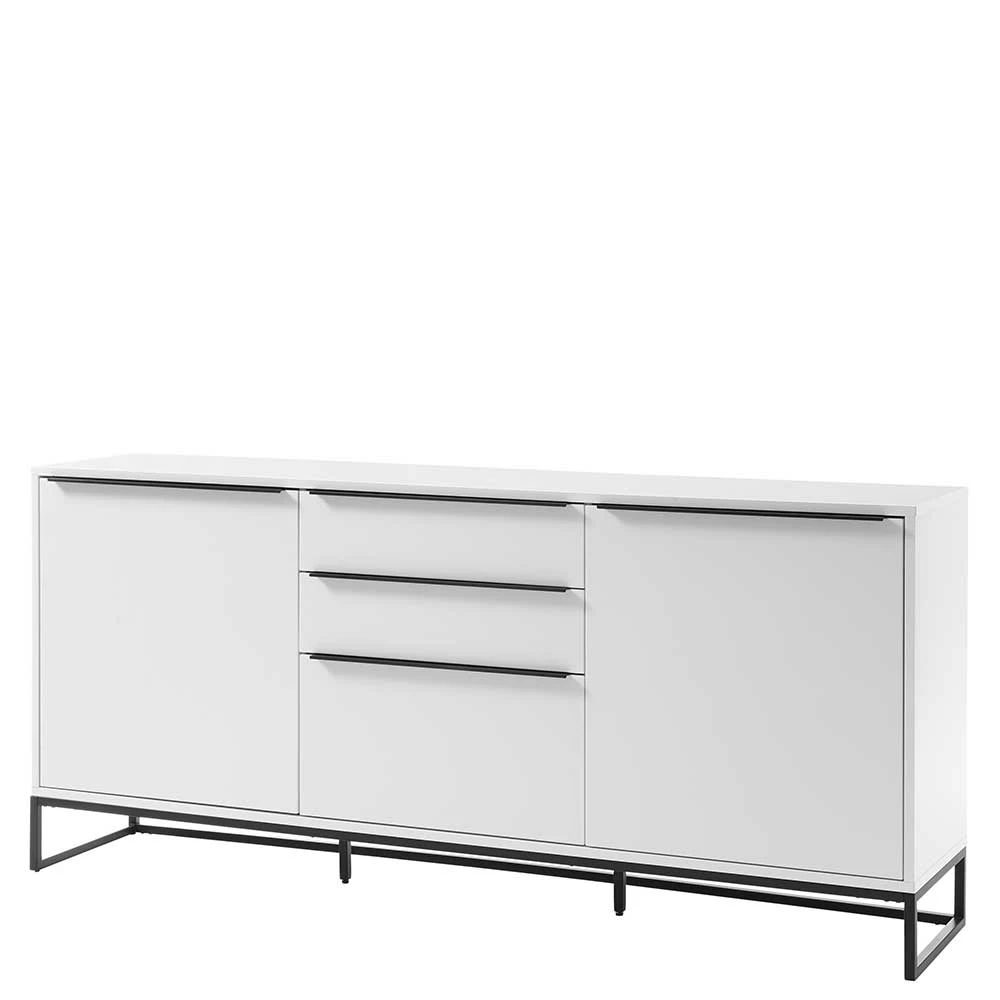 184x85x40 Sideboard in Weiß mit Schwarz - Enkraja 184x85x40 Sideboard In Weiß Mit Schwarz - Enkraja -Landuva Shop 184x85x40 sideboard in weiss mit schwarz mit buegelgestell aus metall enkraja f
