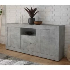 Landuva Shop -Landuva Shop 184x86x43 sideboard in beton nachbildung mit 2 tueren 2 schubladen fach lary 01