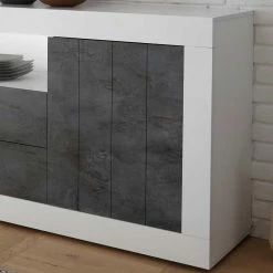 184x86x43 Sideboard Modern Zweifarbig - Voskala -Landuva Shop 184x86x43 sideboard modern zweifarbig in weiss glanz grau dekor voskala 04