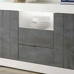 184x86x43 Sideboard Modern Zweifarbig - Voskala -Landuva Shop 184x86x43 sideboard modern zweifarbig in weiss glanz grau dekor voskala 05
