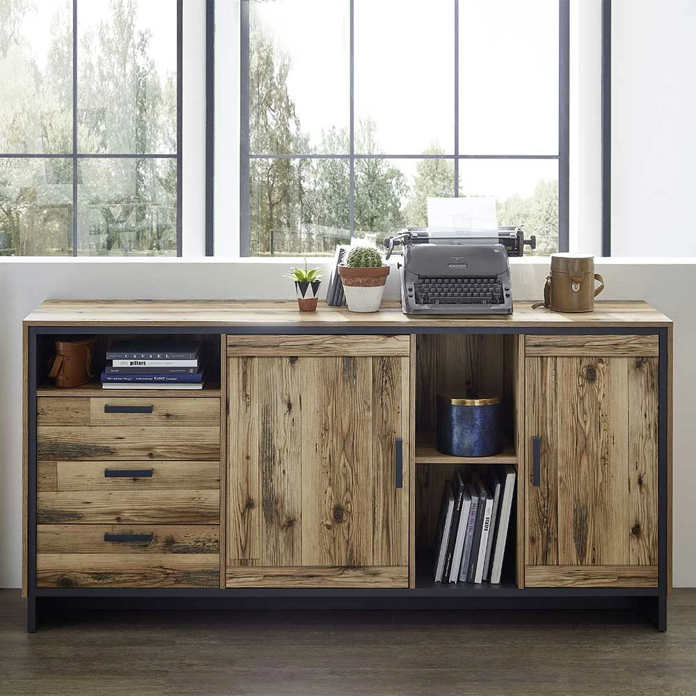 184x89x45 Sideboard in rustikalem Holz Dekor - Olegana 184x89x45 Sideboard In Rustikalem Holz Dekor - Olegana -Landuva Shop 184x89x45 sideboard in rustikalem holz dekor und dunkelgrau olegana 01