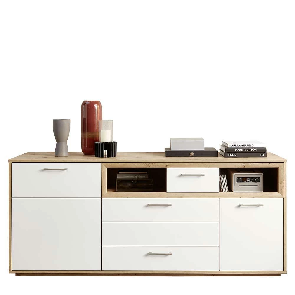185x80x48 Sideboard mit Klappe & Schubladen - Vindrosca 185x80x48 Sideboard Mit Klappe & Schubladen - Vindrosca -Landuva Shop 185x80x48 sideboard mit klappe schubladen tueren faechern in weiss wildeiche vindrosca f
