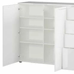 186x107x40 Cm Hochglanz Sideboard In Weiß - Alida -Landuva Shop 186x107x40 cm hochglanz sideboard in weiss mit metallgriffen alida 04