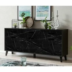186x85x40 Sideboard In Marmoroptik Schwarz - Jaennos 4 186x85x40 Sideboard In Marmoroptik Schwarz - Jaennos -Landuva Shop 186x85x40 sideboard in marmoroptik schwarz 3 tueren 3 schubladen jaennos 02
