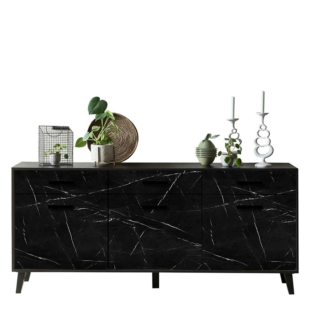 186x85x40 Sideboard in Marmoroptik Schwarz - Jaennos 186x85x40 Sideboard In Marmoroptik Schwarz - Jaennos -Landuva Shop 186x85x40 sideboard in marmoroptik schwarz 3 tueren 3 schubladen jaennos 03