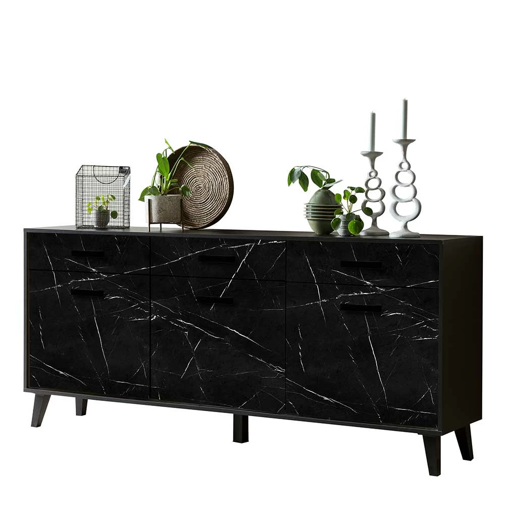 186x85x40 Sideboard in Marmoroptik Schwarz - Jaennos 186x85x40 Sideboard In Marmoroptik Schwarz - Jaennos -Landuva Shop 186x85x40 sideboard in marmoroptik schwarz 3 tueren 3 schubladen jaennos 04