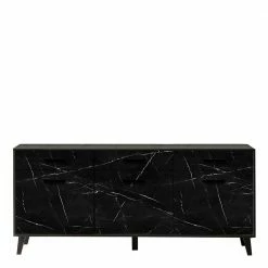 186x85x40 Sideboard In Marmoroptik Schwarz - Jaennos