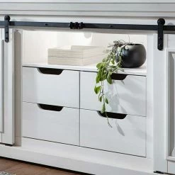 189x87x40 Landhaus Anrichte Mit Schiebetüren - Kuito -Landuva Shop 189x87x40 landhaus anrichte mit schiebetueren aus kiefer in weiss gewachst kuito 03