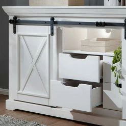 189x87x40 Landhaus Anrichte Mit Schiebetüren - Kuito -Landuva Shop 189x87x40 landhaus anrichte mit schiebetueren aus kiefer in weiss gewachst kuito 04