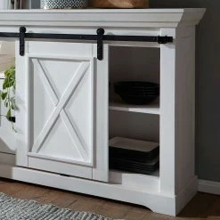 189x87x40 Landhaus Anrichte Mit Schiebetüren - Kuito -Landuva Shop 189x87x40 landhaus anrichte mit schiebetueren aus kiefer in weiss gewachst kuito 05