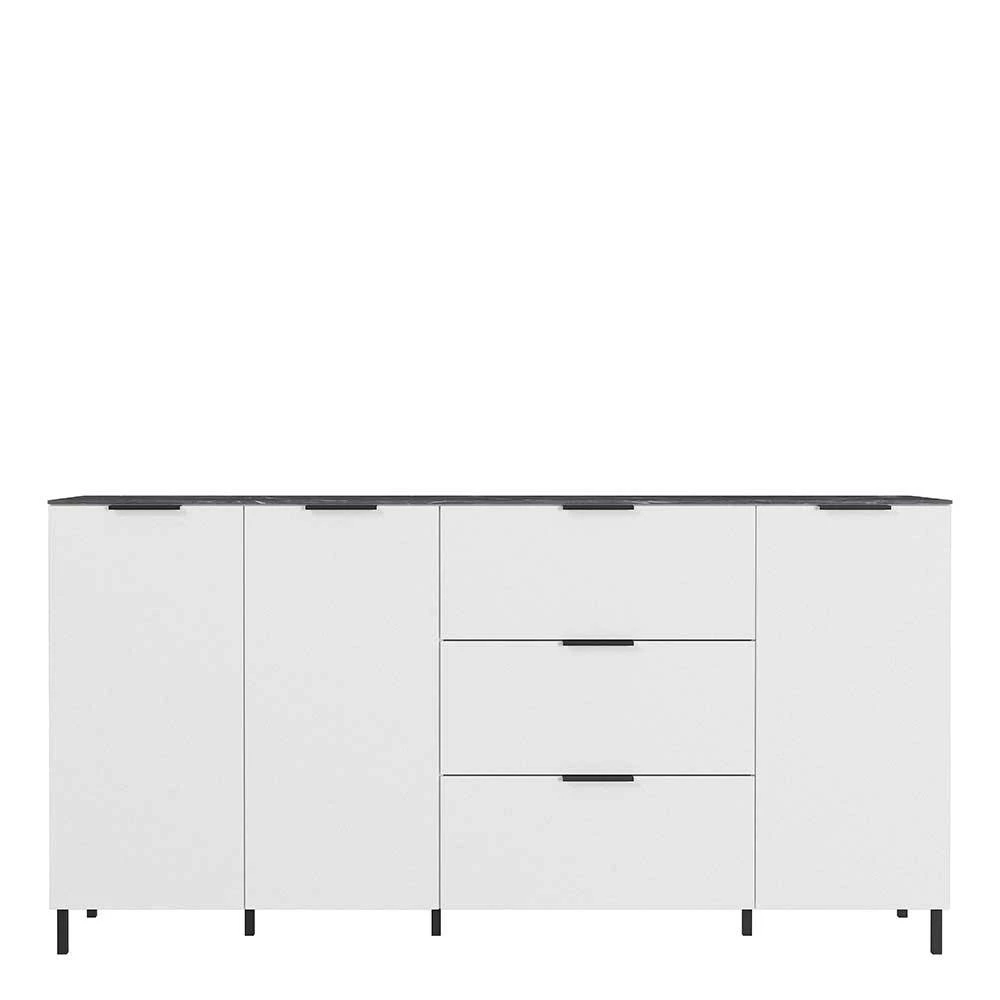 192x98x40 Große Anrichte in Weiß & Marmor - Mydenza 192x98x40 Große Anrichte In Weiß & Marmor - Mydenza -Landuva Shop 192x98x40 grosse anrichte in weiss marmor mit 3 tueren 3 schubladen mydenza 02