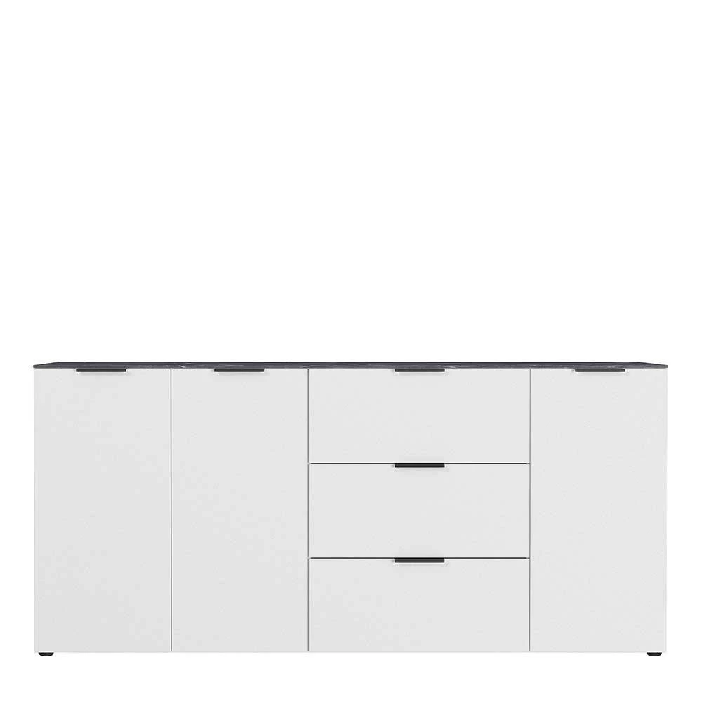 192x98x40 Große Anrichte in Weiß & Marmor - Mydenza 192x98x40 Große Anrichte In Weiß & Marmor - Mydenza -Landuva Shop 192x98x40 grosse anrichte in weiss marmor mit 3 tueren 3 schubladen mydenza 03