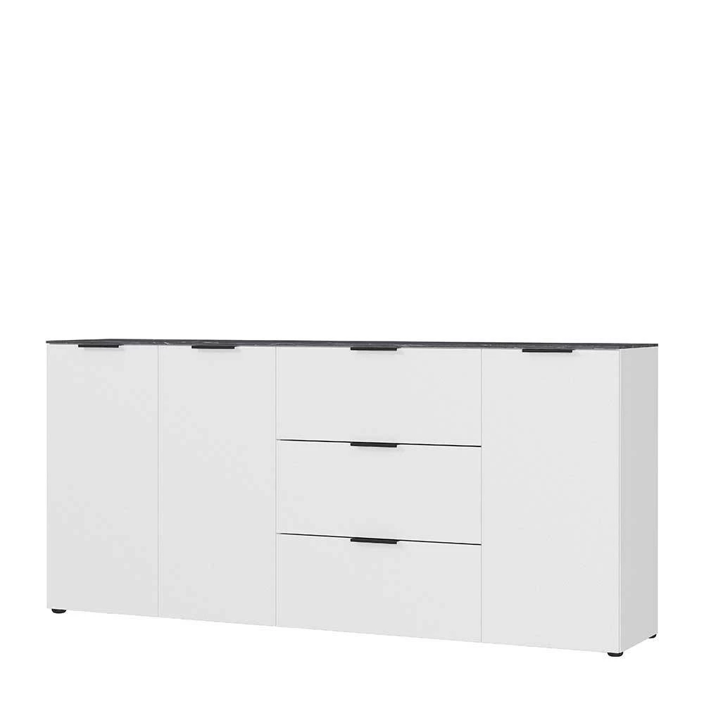 192x98x40 Große Anrichte in Weiß & Marmor - Mydenza 192x98x40 Große Anrichte In Weiß & Marmor - Mydenza -Landuva Shop 192x98x40 grosse anrichte in weiss marmor mit 3 tueren 3 schubladen mydenza f