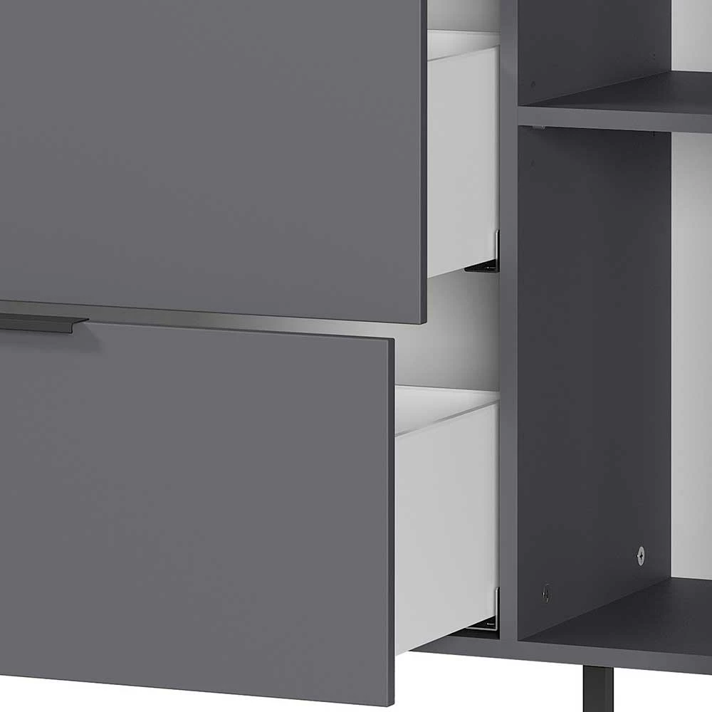 192x98x40 Hohes Sideboard in Dunkelgrau - Lurys 192x98x40 Hohes Sideboard In Dunkelgrau - Lurys -Landuva Shop 192x98x40 hohes sideboard in dunkelgrau mit wildeiche viel stauraum lurys 05