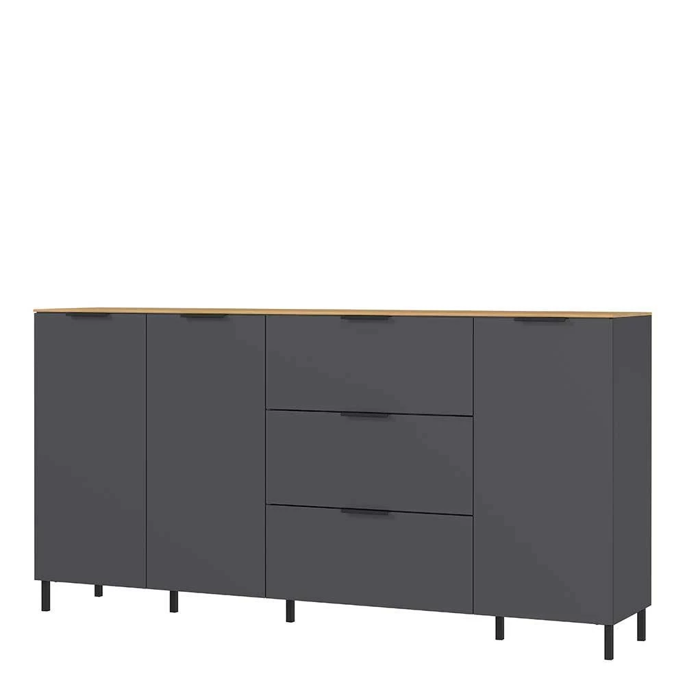 192x98x40 Hohes Sideboard in Dunkelgrau - Lurys 192x98x40 Hohes Sideboard In Dunkelgrau - Lurys -Landuva Shop 192x98x40 hohes sideboard in dunkelgrau mit wildeiche viel stauraum lurys f