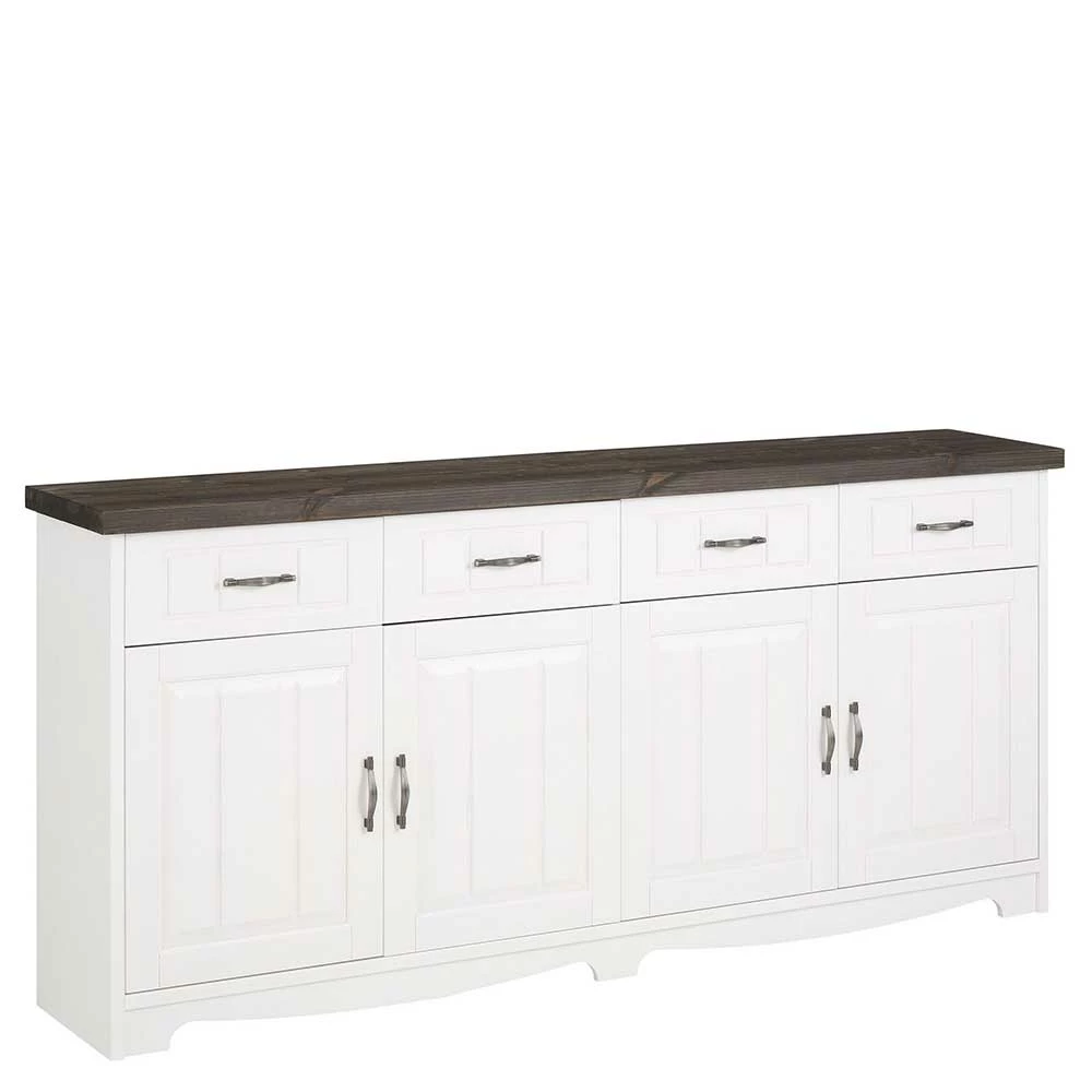 194x91x37 Holzanrichte in Weiß & Grau - Ayrinu 194x91x37 Holzanrichte In Weiß & Grau - Ayrinu -Landuva Shop 194x91x37 holzanrichte in weiss grau aus massivholz mit metallgriffen ayrinu 01