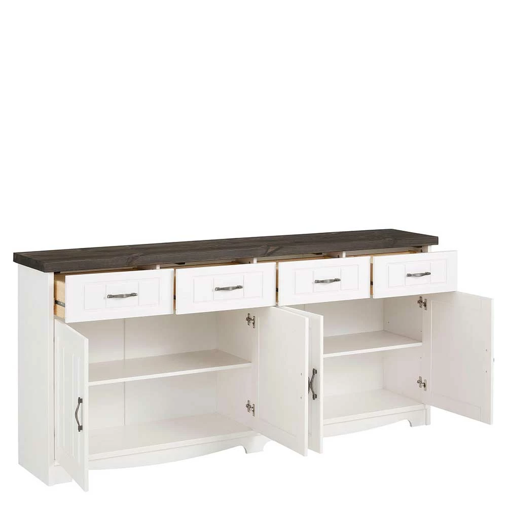 194x91x37 Holzanrichte in Weiß & Grau - Ayrinu 194x91x37 Holzanrichte In Weiß & Grau - Ayrinu -Landuva Shop 194x91x37 holzanrichte in weiss grau aus massivholz mit metallgriffen ayrinu 03