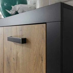 198cm Langes Sideboard In Kastanie Holz-Optik - Ebrican -Landuva Shop 198cm langes sideboard in kastanie holz optik und schwarz ebrican 05