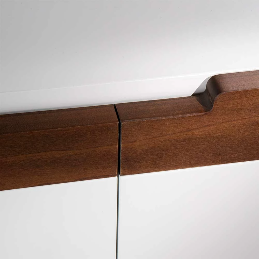 2-türige Design Kommode in Weiß & Nussbaum - Onesty 2-türige Design Kommode In Weiß & Nussbaum - Onesty -Landuva Shop 2 tuerige design kommode in weiss nussbaum mit buegelgestell aus metall onesty 05