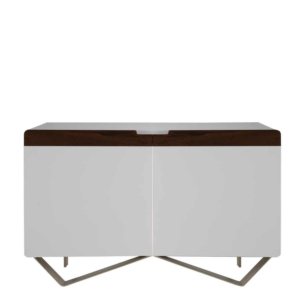 2-türige Design Kommode in Weiß & Nussbaum - Onesty 2-türige Design Kommode In Weiß & Nussbaum - Onesty -Landuva Shop 2 tuerige design kommode in weiss nussbaum mit buegelgestell aus metall onesty f