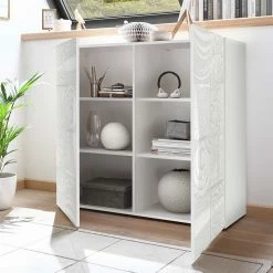 2-türige Kommode In Hochglanz Weiß - Vascaub -Landuva Shop 2 tuerige kommode in hochglanz weiss lackiert mit druck vascaub 02