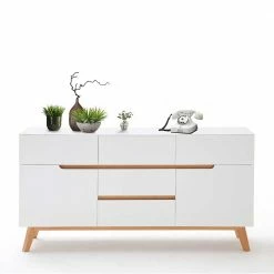 2-türige Retro Kommode Mit 5 Schubladen Flacon In Weiß 5 2-türige Retro Kommode Mit 5 Schubladen Flacon In Weiß -Landuva Shop 2 tuerige retro kommode mit 5 schubladen in weiss eiche flacon 03