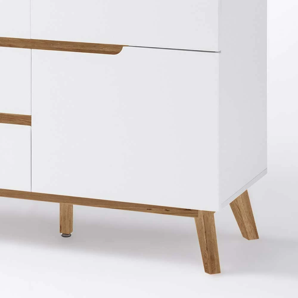 2-türige Retro Kommode mit 5 Schubladen Flacon in Weiß 2-türige Retro Kommode Mit 5 Schubladen Flacon In Weiß -Landuva Shop 2 tuerige retro kommode mit 5 schubladen in weiss eiche flacon 05