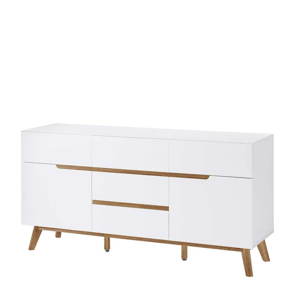 2-türige Retro Kommode mit 5 Schubladen Flacon in Weiß 2-türige Retro Kommode Mit 5 Schubladen Flacon In Weiß -Landuva Shop 2 tuerige retro kommode mit 5 schubladen in weiss eiche flacon f