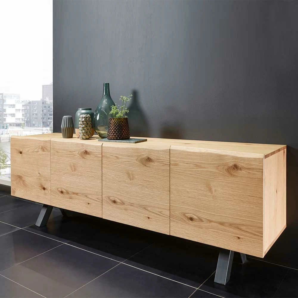 200x73x47 cm Sideboard mit vier Türen - Duravai 200x73x47 Cm Sideboard Mit Vier Türen - Duravai -Landuva Shop 200x73x47 cm sideboard mit vier tueren in wildeiche furnier schwarz duravai 01