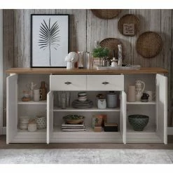 202x91x45 Country Anrichte In Weiß & Eiche - Henry -Landuva Shop 202x91x45 country anrichte in weiss eiche aus massivholz henry 02