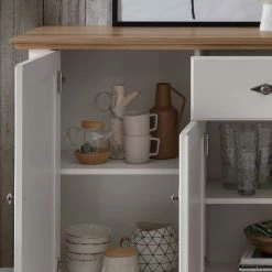 202x91x45 Country Anrichte In Weiß & Eiche - Henry -Landuva Shop 202x91x45 country anrichte in weiss eiche aus massivholz henry 04